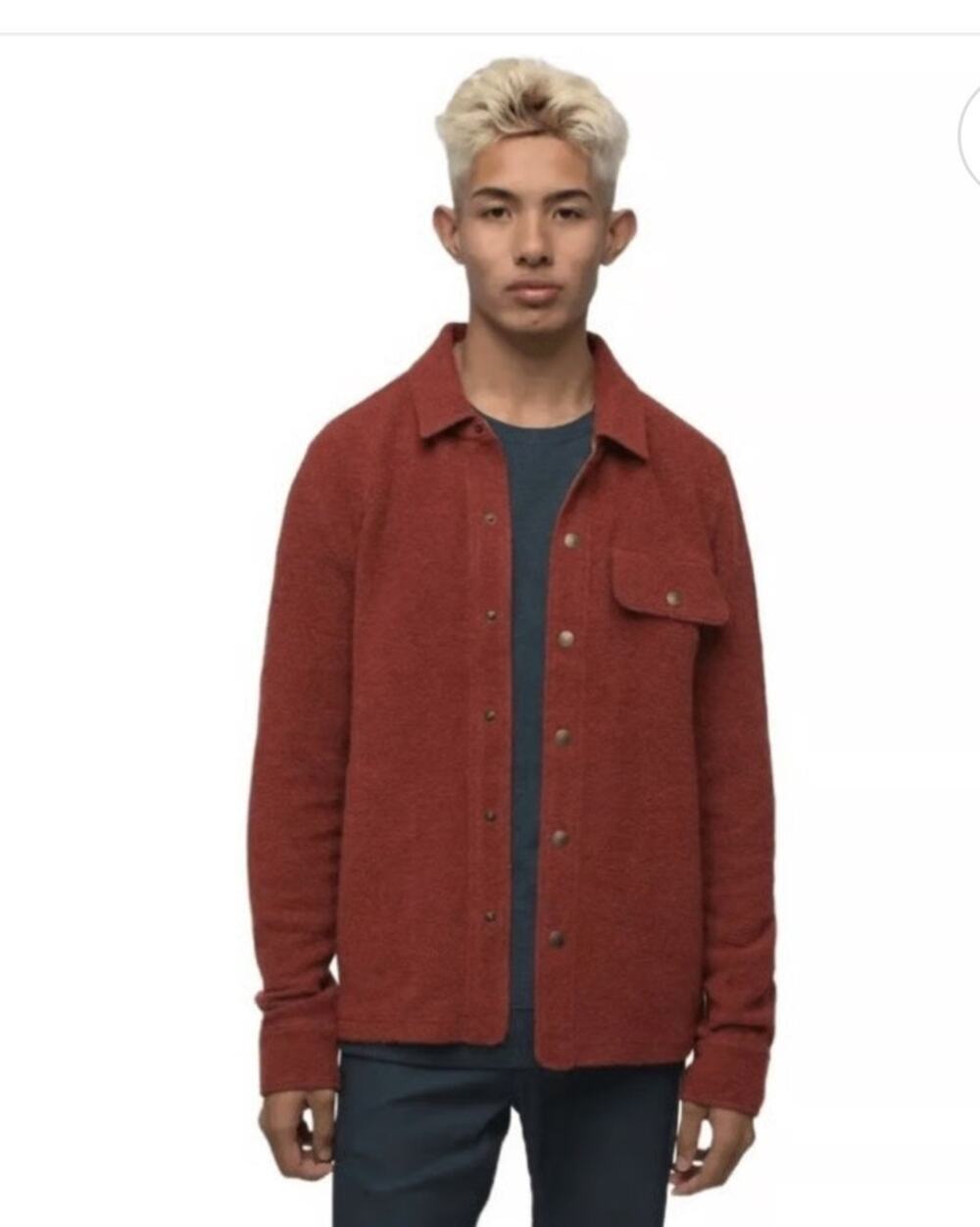 prAna IncrediWool Overshirt Men's Medium Rust Heather | NEW